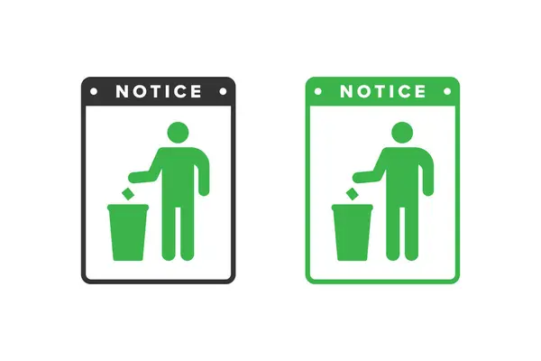 ゴミ箱アイコンデザインベクトル緑の色 アイコンボードの人々はその場所にゴミを投げる — ストックベクタ