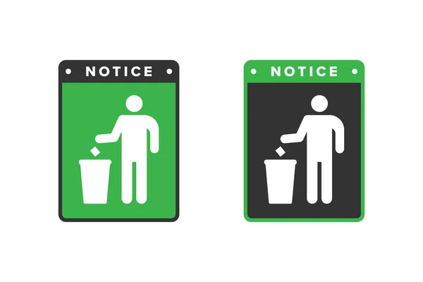 Trash Icon Design Vector Green Color Icon Board People Throw — Stock Vector