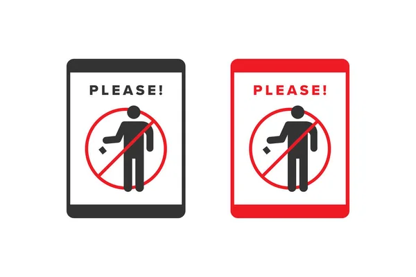 Trash Icon Vector Design Red Color Icon Board People Prohibited — Stock Vector