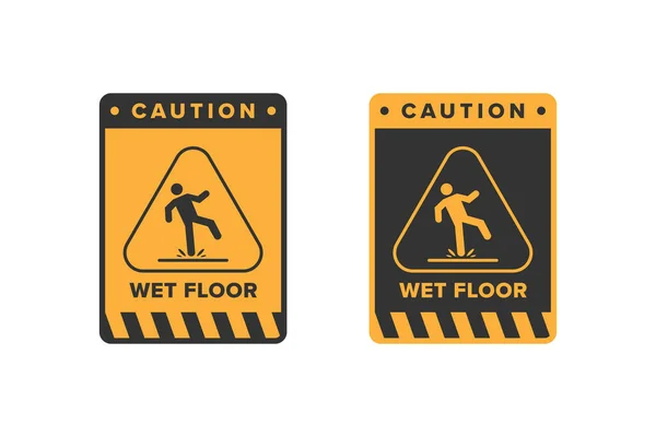Wet Floor Icon Vector Design Signboard Caution Icon Wet Slippery — Stock Vector