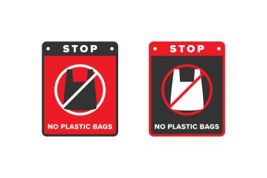 Plastik torba simgesi tasarım vektörü yok, simge tahtası plastik torba kullanmamaya temyiz ediyor