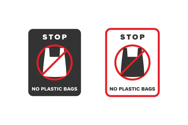没有塑料袋图标标志设计矢量 图标板呼吁不要使用塑料袋 — 图库矢量图片