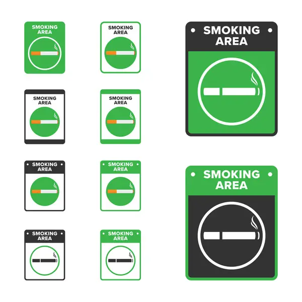 Rauchen Symbol Zeichen Vektor Design Raucherbereich Icon Board Grüne Farbe — Stockvektor