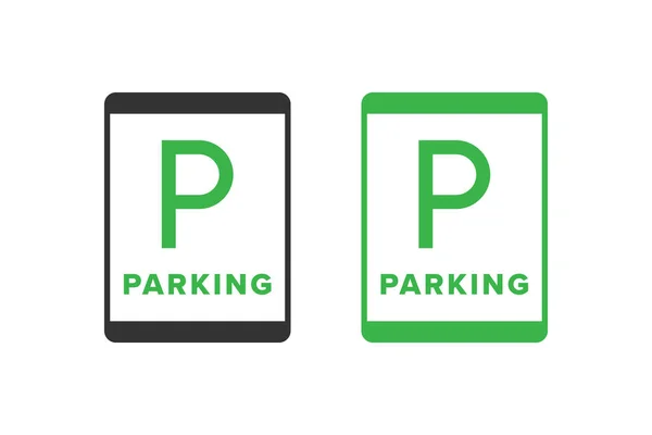 Parcheggio Icona Segno Vettoriale Design Colore Verde — Vettoriale Stock