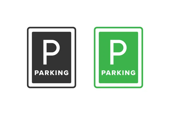 駐車アイコンのベクトルのデザイン緑の色 — ストックベクタ