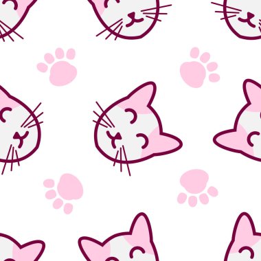 Şirin kedi soyut kusursuz desen, parmak izi için şirin kedi deseni tasarımı.