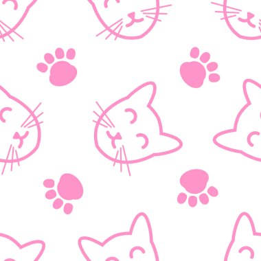 Şirin kedi soyut kusursuz desen, parmak izi için şirin kedi deseni tasarımı.
