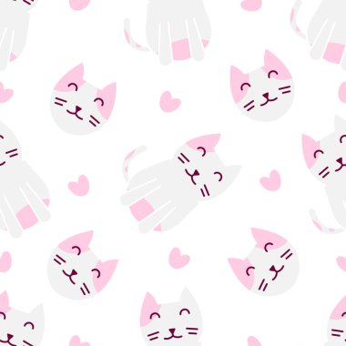 Şirin kedi soyut kusursuz desen, parmak izi için şirin kedi deseni tasarımı.