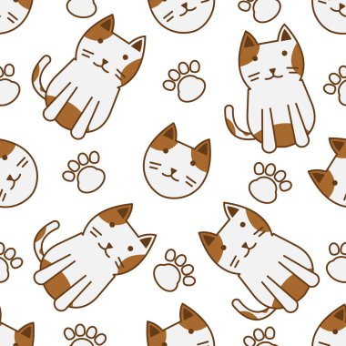 Şirin kedi soyut kusursuz desen, parmak izi için şirin kedi deseni tasarımı.