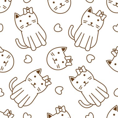 Şirin kedi soyut kusursuz desen, parmak izi için şirin kedi deseni tasarımı.