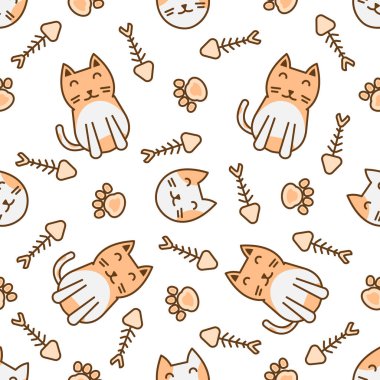 Şirin kedi soyut kusursuz desen, parmak izi için şirin kedi deseni tasarımı.