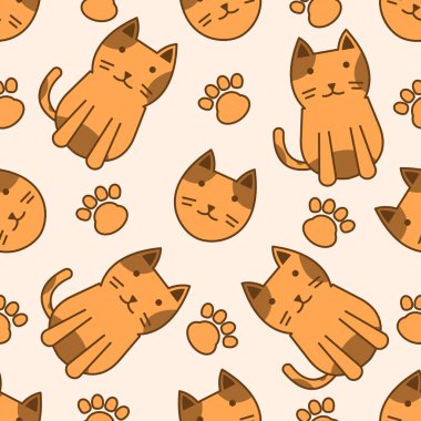 Şirin kedi soyut kusursuz desen, parmak izi için şirin kedi deseni tasarımı.