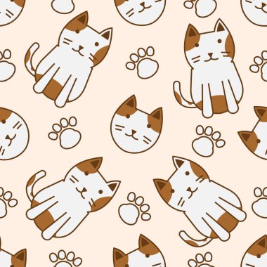 Şirin kedi soyut kusursuz desen, parmak izi için şirin kedi deseni tasarımı.