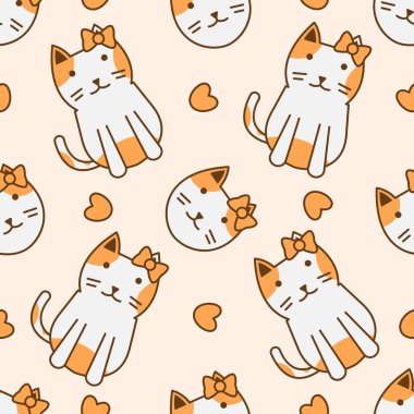 Şirin kedi soyut kusursuz desen, parmak izi için şirin kedi deseni tasarımı.