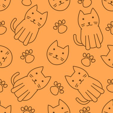 Şirin kedi soyut kusursuz desen, parmak izi için şirin kedi deseni tasarımı.