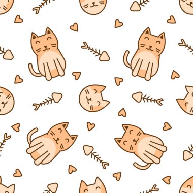 Şirin kedi soyut kusursuz desen, parmak izi için şirin kedi deseni tasarımı.