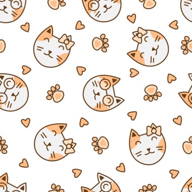 Şirin kedi soyut kusursuz desen, parmak izi için şirin kedi deseni tasarımı.