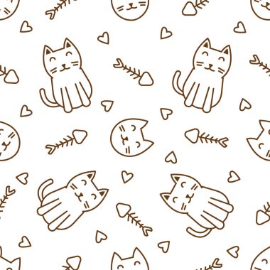 Şirin kedi soyut kusursuz desen, parmak izi için şirin kedi deseni tasarımı.