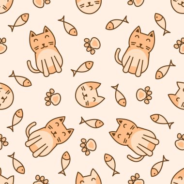 Şirin kedi soyut kusursuz desen, parmak izi için şirin kedi deseni tasarımı.