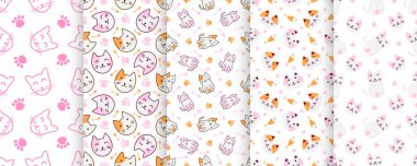 Soyut ve soyut kedi desenli şirin kedi desenli baskı koleksiyonu