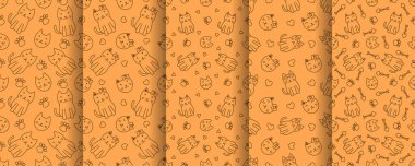 Soyut ve soyut kedi desenli şirin kedi desenli baskı koleksiyonu