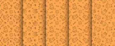 Soyut ve soyut kedi desenli şirin kedi desenli baskı koleksiyonu