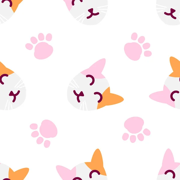 Roztomilý Kočka Abstraktní Bezešvé Vzor Roztomilý Kočičí Vzor Design Pro — Stockový vektor