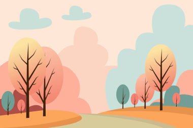 sonbahar arkaplan düz tasarım vektör çizimi