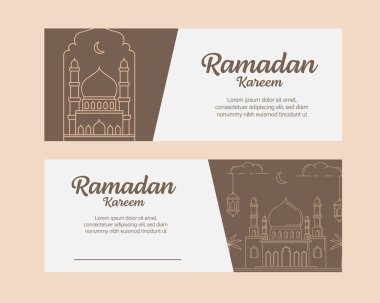 Ramazan Kareem bayrağı çizgi sanatı ya da monolin tarzında vektör tasarımı