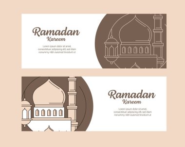 Ramazan Kareem bayrağı çizgi sanatı ya da monolin tarzında vektör tasarımı