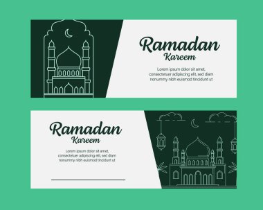 Ramazan Kareem bayrağı çizgi sanatı ya da monolin tarzında vektör tasarımı