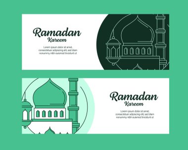 Ramazan Kareem bayrağı çizgi sanatı ya da monolin tarzında vektör tasarımı
