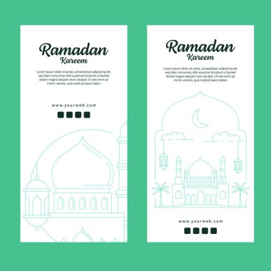 Ramazan Kareem bayrağı çizgi sanatı ya da monolin tarzında vektör tasarımı