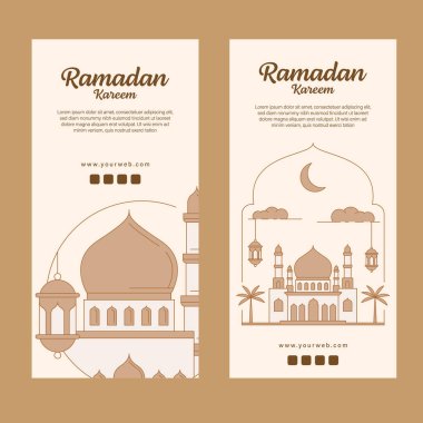 Ramazan Kareem bayrağı çizgi sanatı ya da monolin tarzında vektör tasarımı