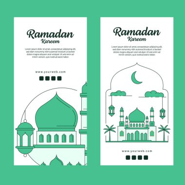 Ramazan Kareem bayrağı çizgi sanatı ya da monolin tarzında vektör tasarımı