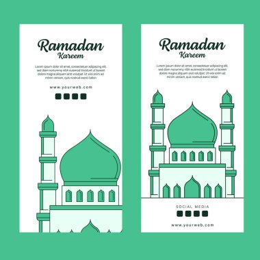 Ramazan Kareem bayrağı çizgi sanatı ya da monolin tarzında vektör tasarımı