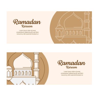 Ramazan Kareem bayrağı çizgi sanatı ya da monolin tarzında vektör tasarımı