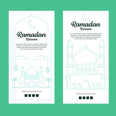 Ramazan afiş şablon tasarımı çizgi sanatı veya monolin tarzı
