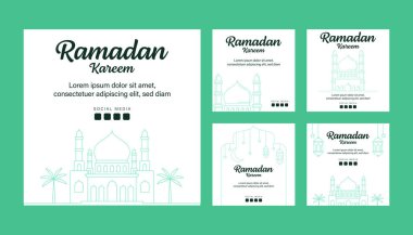 ramadan instagram post şablon koleksiyon vektör tasarımı çizgi sanatı veya monoline biçimi