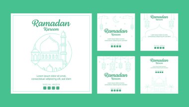 ramadan instagram post şablon koleksiyon vektör tasarımı çizgi sanatı veya monoline biçimi