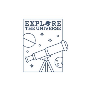 Dış uzay çizgisi resim etiketi veya rozeti, tasarım t-shirt, etiket veya diğer yazdırma ihtiyaçları için uygundur