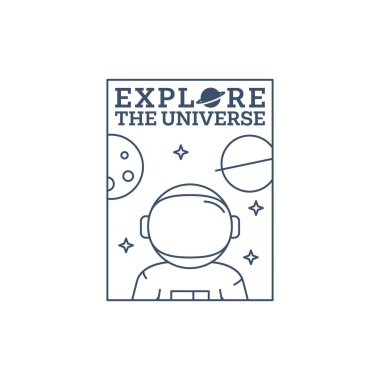 Dış uzay çizgisi resim etiketi veya rozeti, tasarım t-shirt, etiket veya diğer yazdırma ihtiyaçları için uygundur