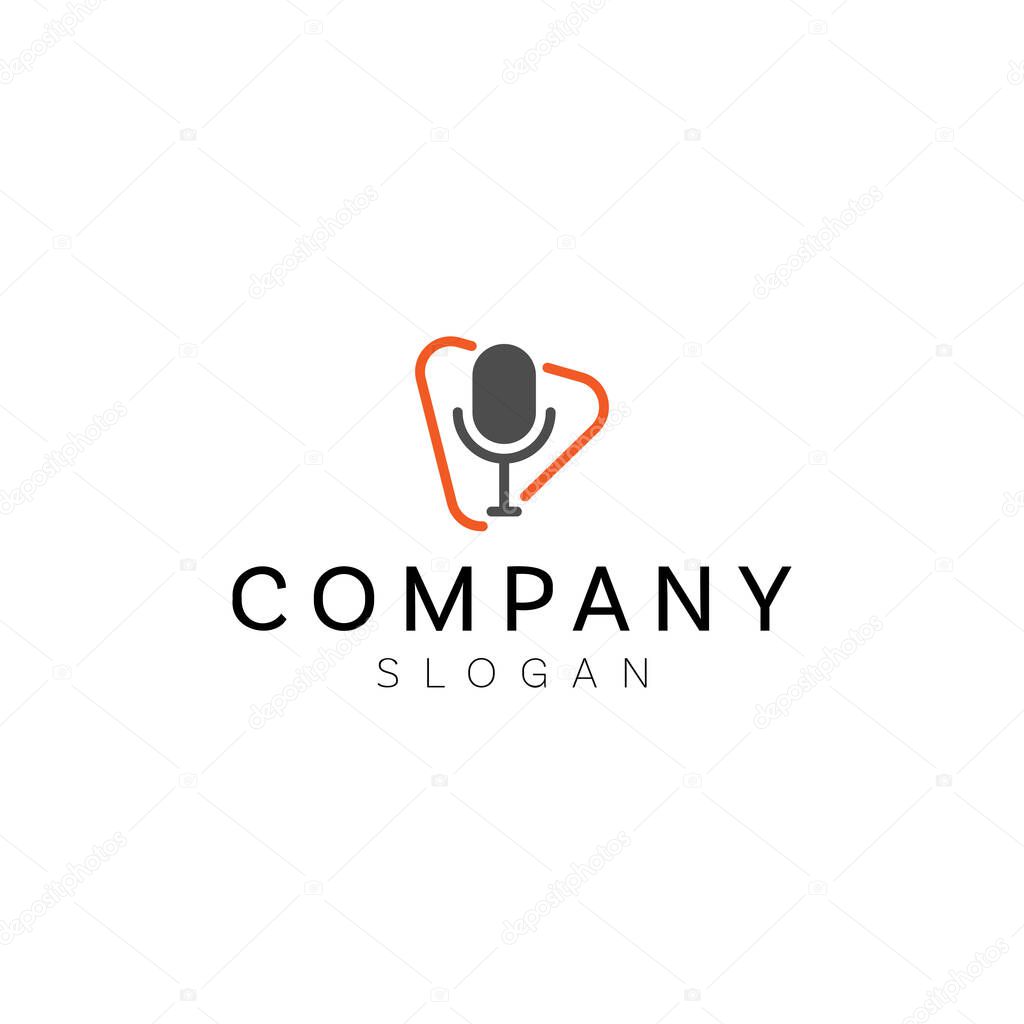 Play podcast logo template vector design