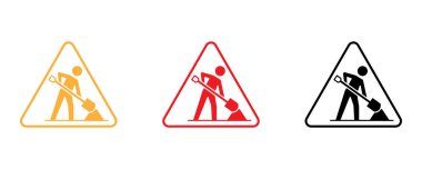 inşaat yolu işareti vektörü altında