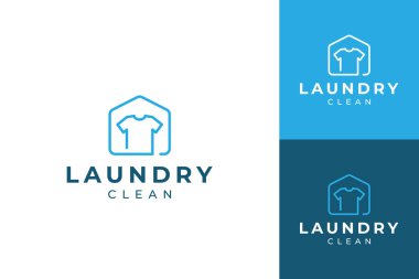Home laundry logo design template, shirt and home concept