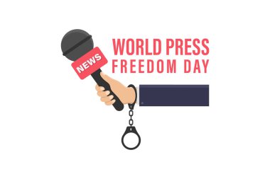 Eli kelepçeli bir mikrofon tutuyordu.