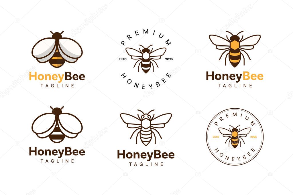 Honey bee or beekeeping logo design vector collection. Perfect for branding, labels, packaging, or merchandise related to honey products.