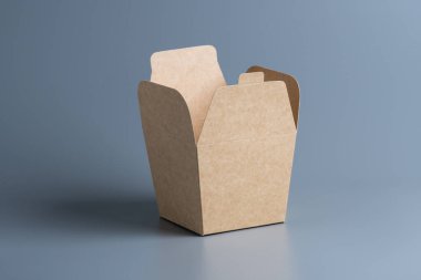 Gri arka plan üzerine açık karton kutu