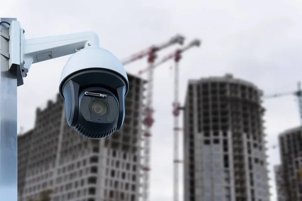Cctv Câmera Vigilância Assistindo Por Segurança Horas Canteiro Obras — Fotografia de Stock
