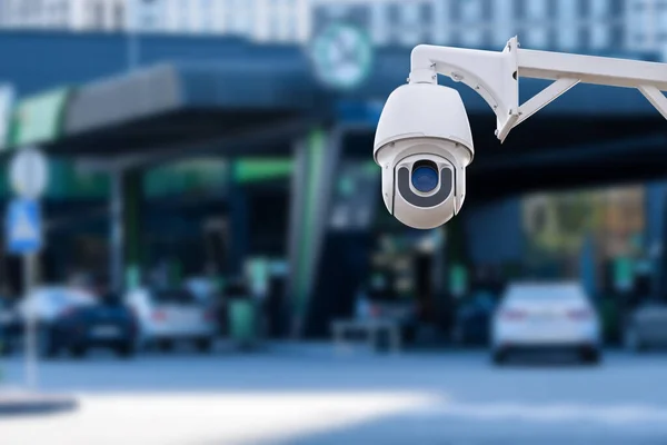 Gros Plan Sur Caméra Surveillance Sécurité Système Surveillance Dans Station — Photo